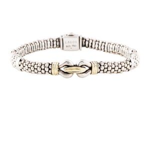 Lagos Two-Tone Derby Caviar Silver and 18K Gold Bracelet